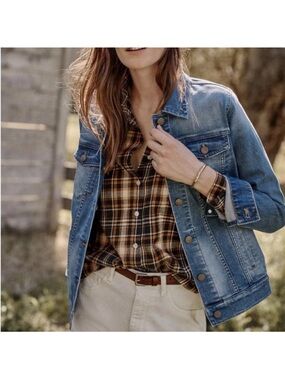 Garnet Hill Plus Blue Jean Denim Jacket Sz 18 Medium Wash